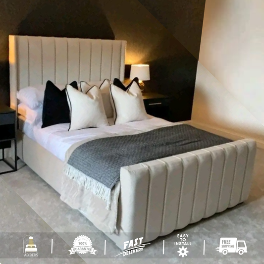 2025 Royale Wingback Bed with Optional Ottoman Storage