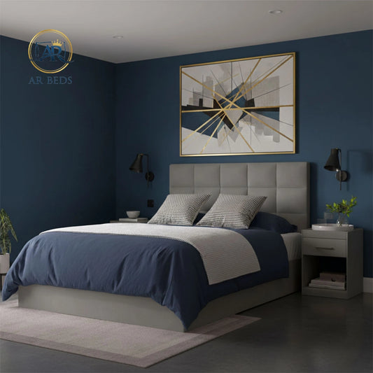 cubed headboard ottoman bed