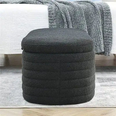 2025 Paneled Rounded Ottoman Storage Box