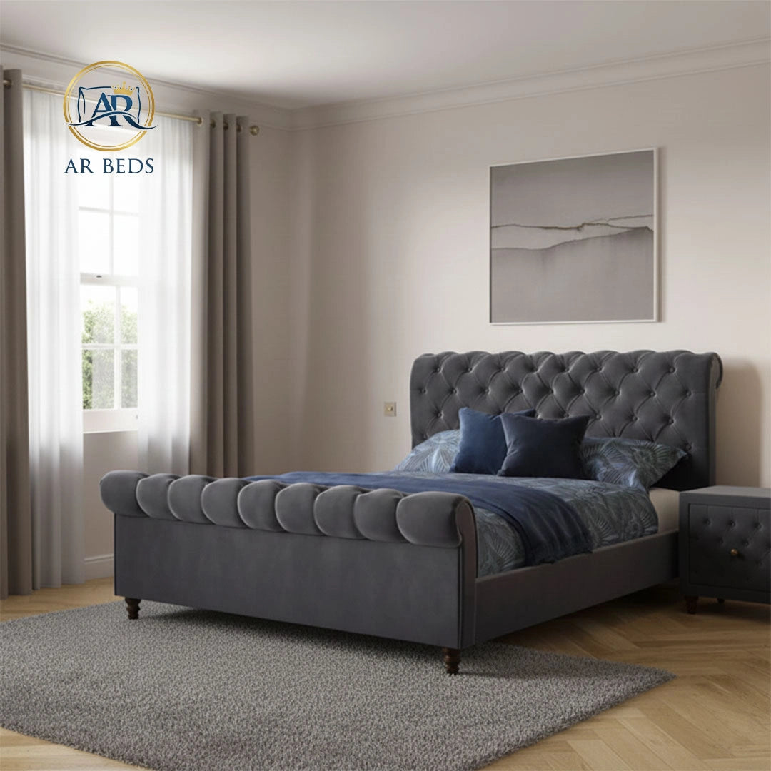 Maya Sleigh Chesterfield Bed Frame | Different Storage Option Availabl ...