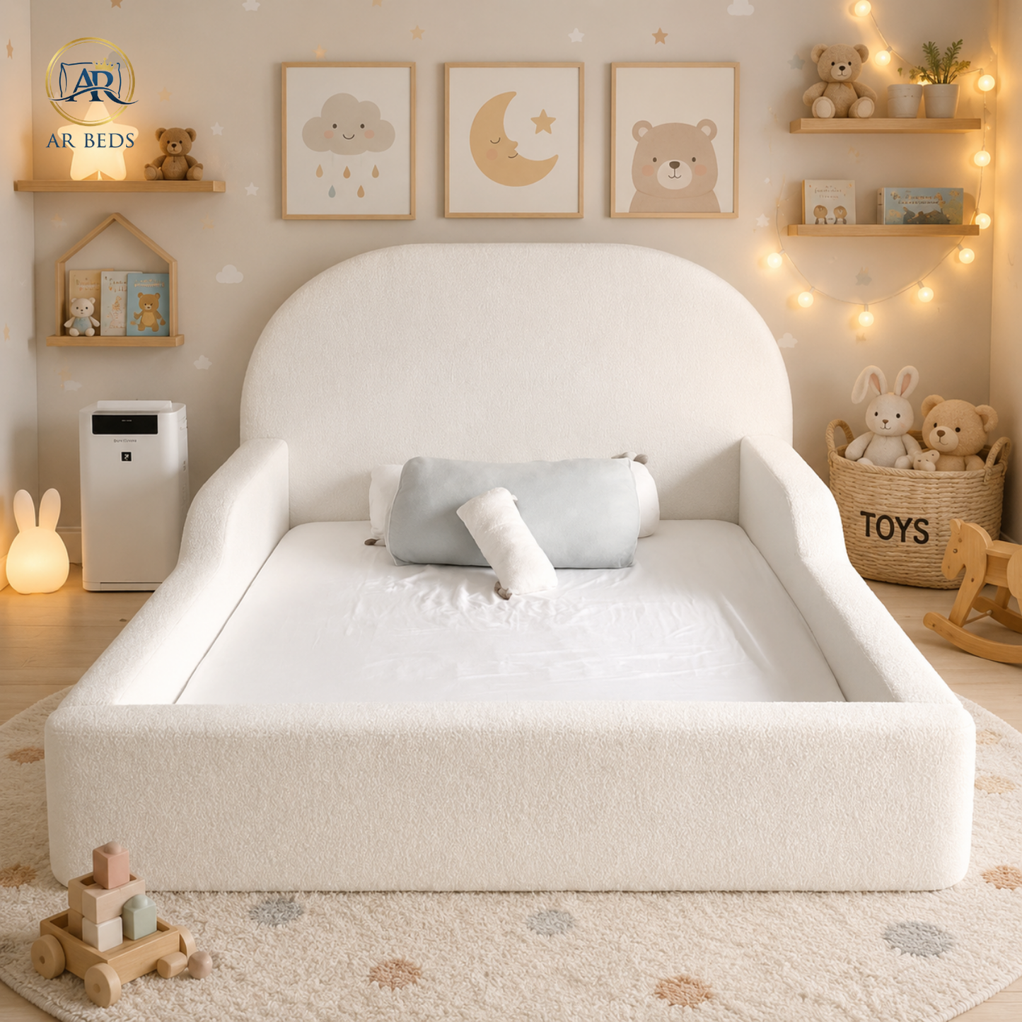 2026 Coral Children Floor Bed with Soft Safety Side Rails -ARBEDS