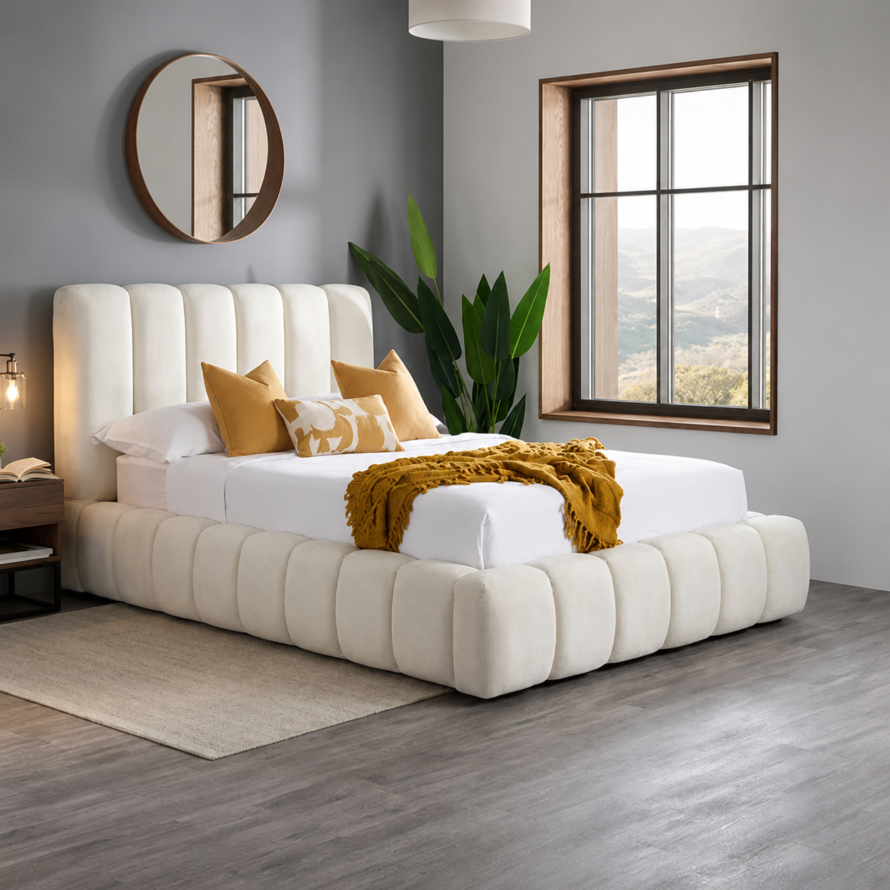 Marshmallow Teddy Boucle Bed with optional Storage