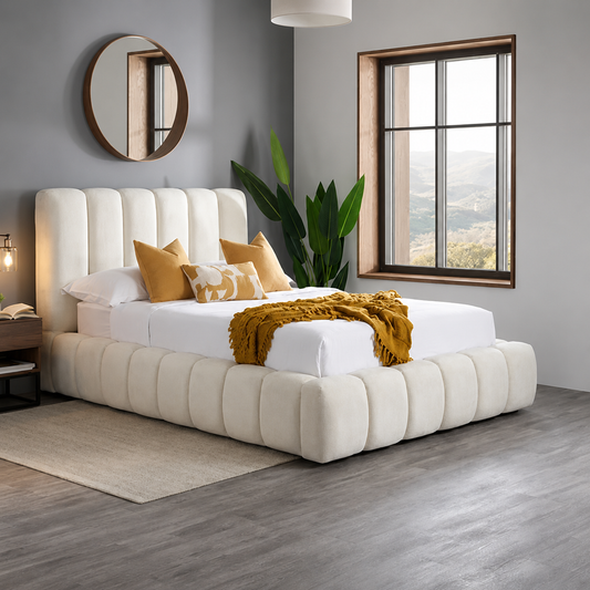 Marshmallow Teddy Boucle Bed with optional Storage