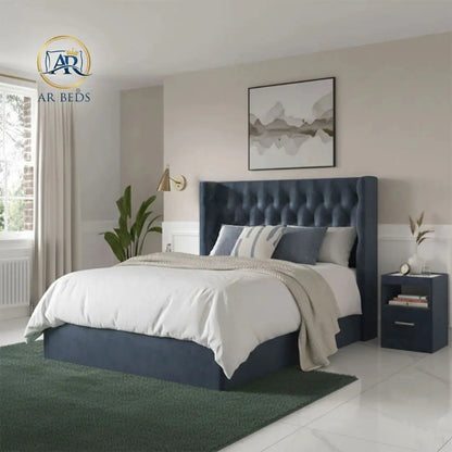 Lilliana Upholstered Chesterfield Ottoman Bed Frame – Beige Teddy  Boucle