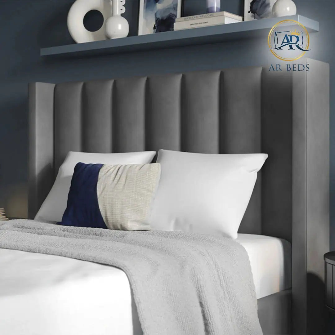 Wingback_Ottoman_Storage Bed  tall headboard