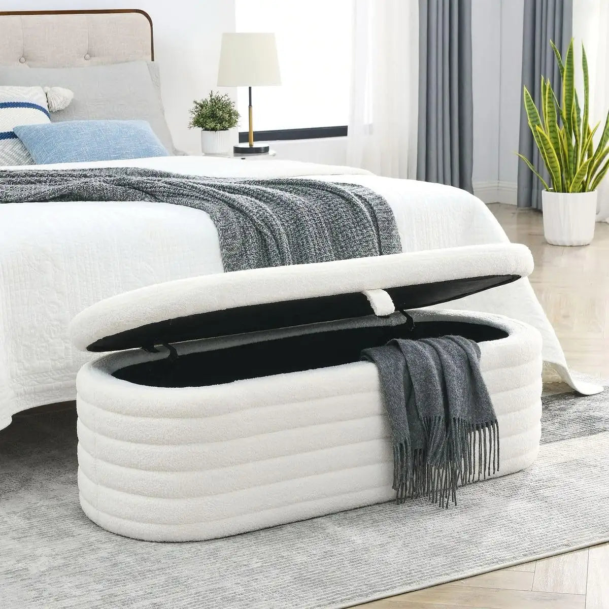 2025 Paneled Rounded Ottoman Storage Box