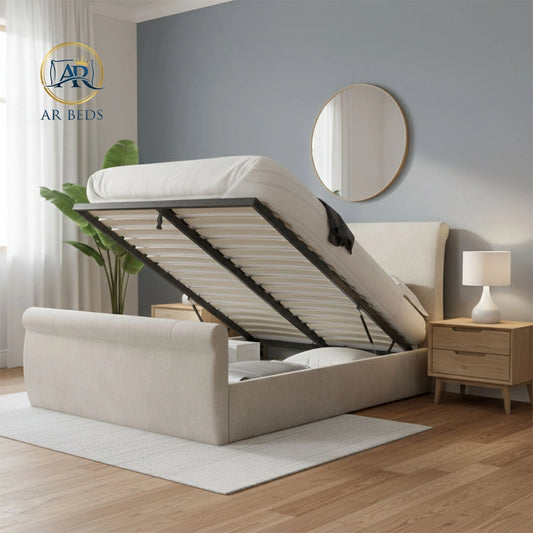 sleigh ottoman bed